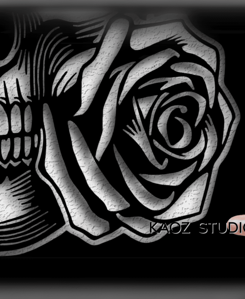 Piece 4 of 4 HUGE Gothic Skull with Rose Halloween Decor 3d model