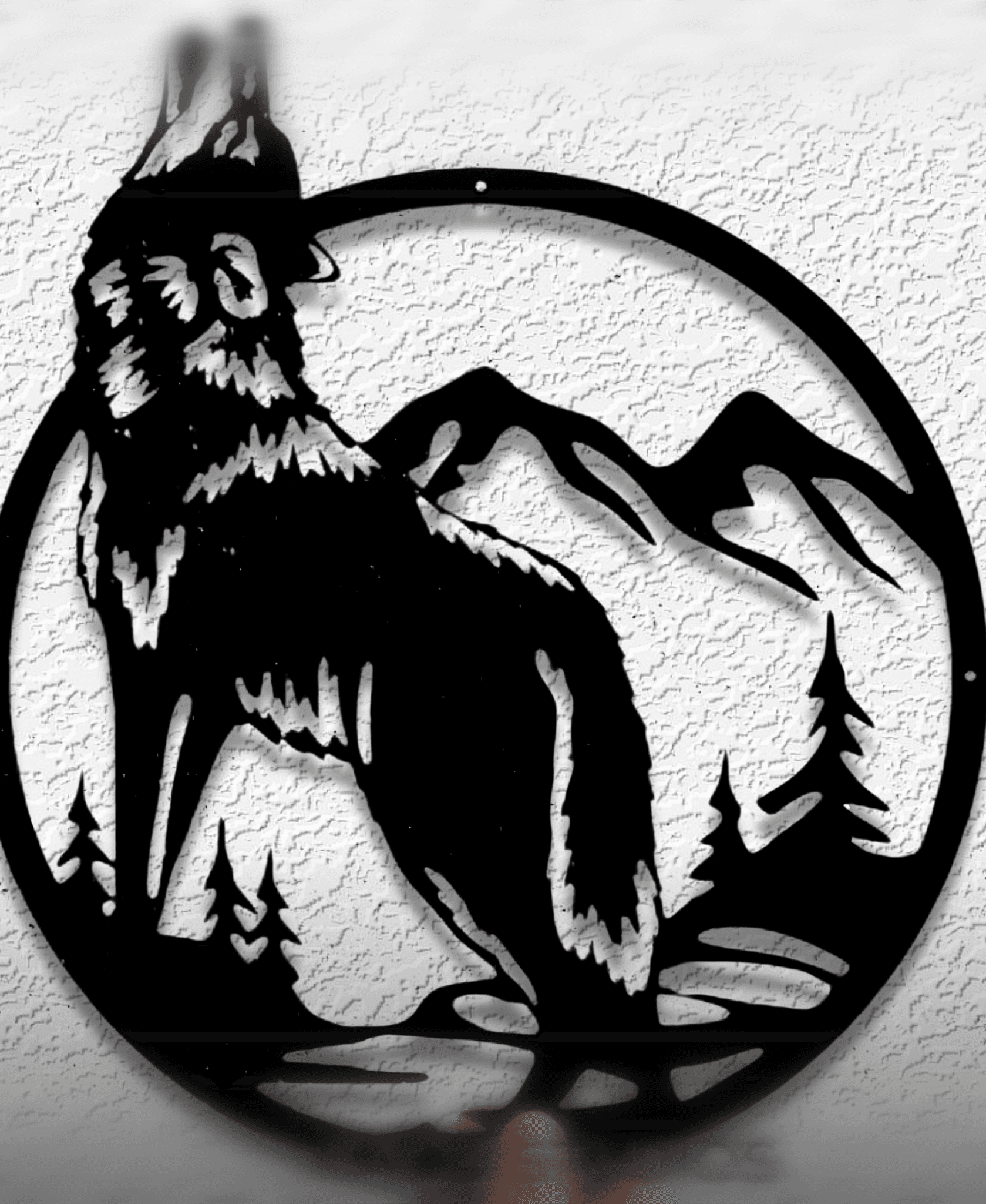 wolf howling at the moon wall art wildlife scenery wall decor 3d model