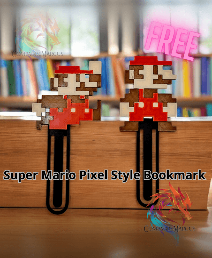 Bookmark Pixel Style Mario Bros / No supports / 3mf included 3d model