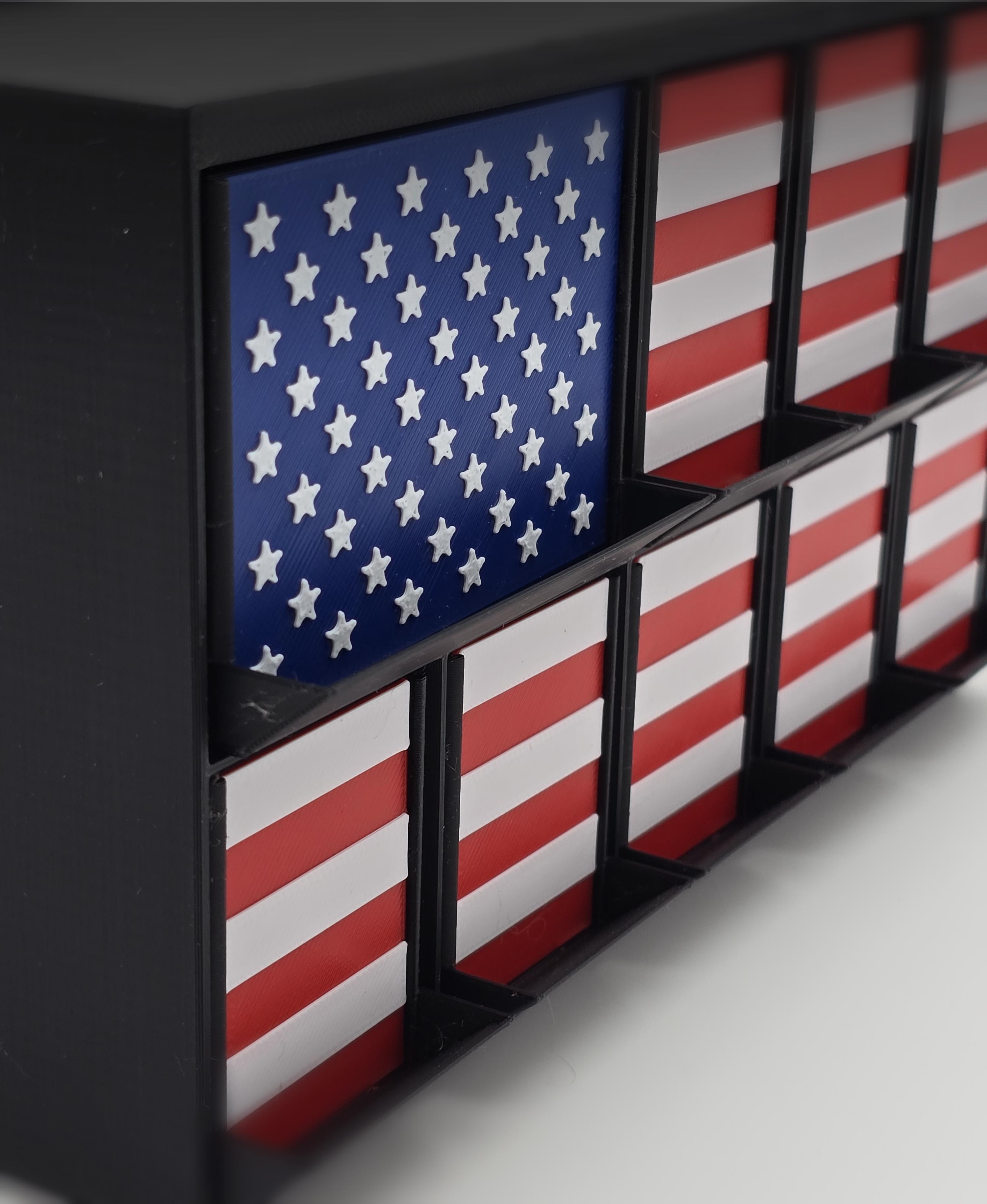 Flagfinity - Screwfinity Unit 2U America Edition - The Gridfinity Storage Unit 3d model