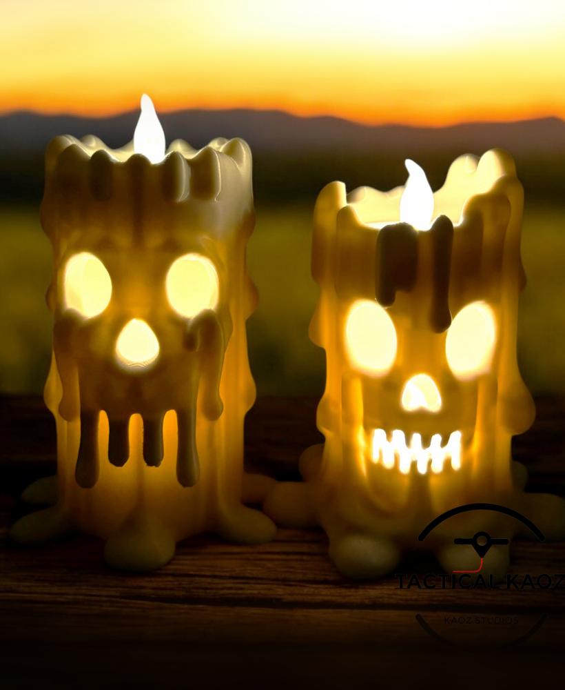 Spooky Melting Skull Candles –  Halloween Decor Tea Light Candles 3d model