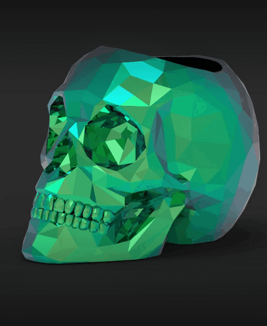 Crystallized Skull - Print in place - No supports - Sculpture - Free - STL  3d model