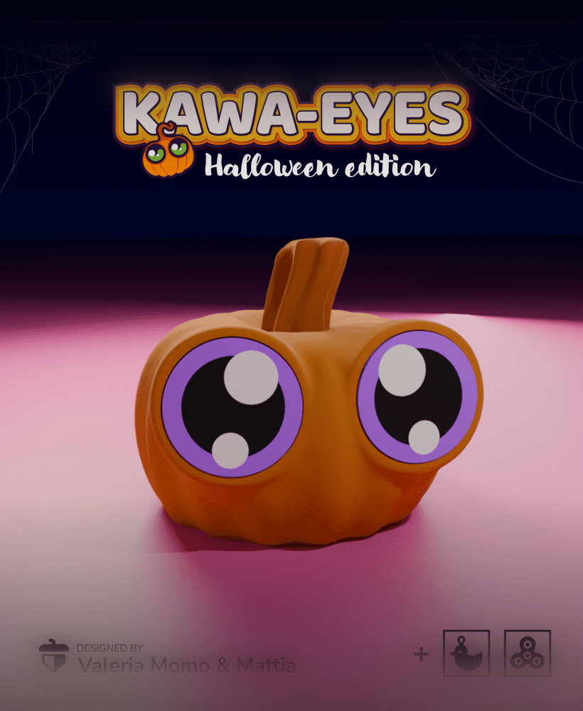 Kawa-eyes Pumpkin 🎃 Keychain & Fidget! 3d model