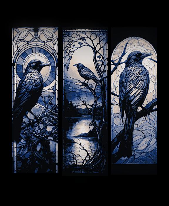 Stained Glass Depictions of the Lone Crow - Set of Bookmarks 3d model
