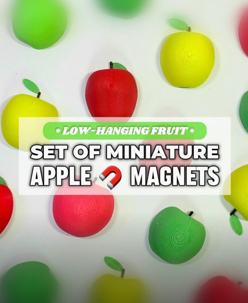 Set of 4 Miniature Apple-Themed Decorative Magnets 3d model