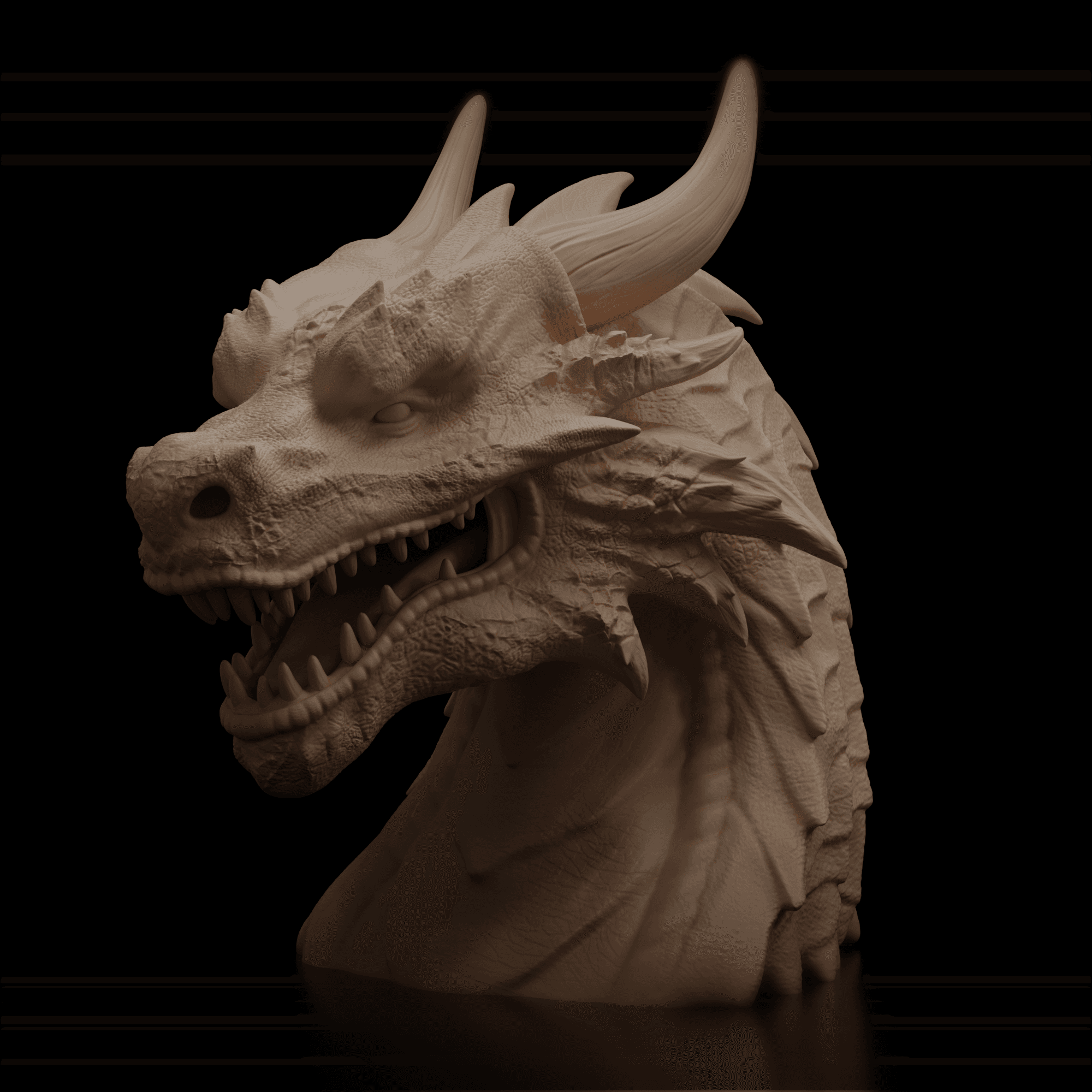 Dragon Head Bust 3d model