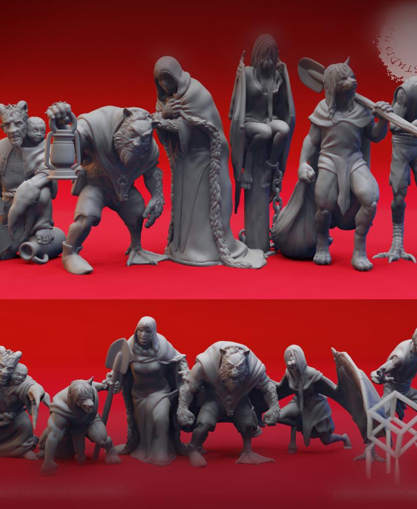 The Belviews - Mongrelfolk - Tabletop Miniatures (Pre-Supported) 3d model