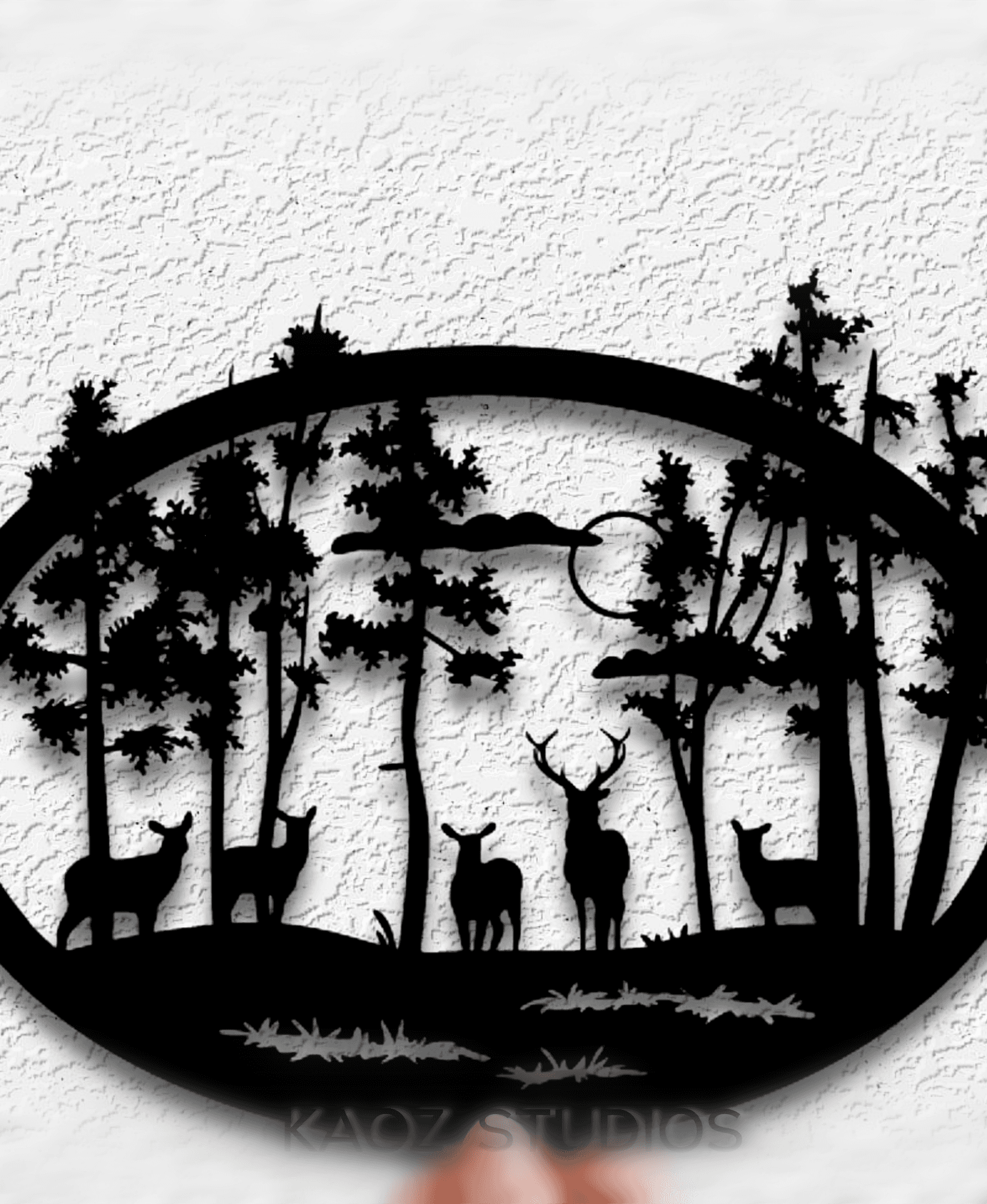 deer wall art pine trees wall decor scenery decoration 3d model