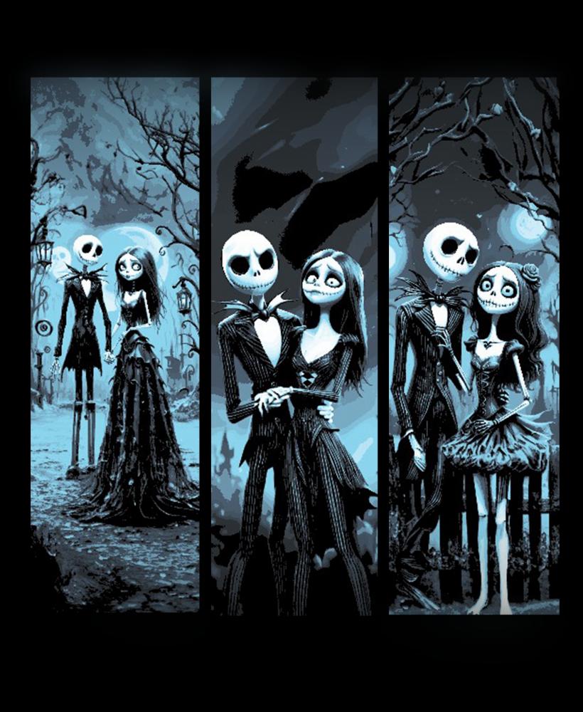 Fan Art from Nightmare before Christmas - Portraits of Jack and Sally through the years - Set of 3 B 3d model