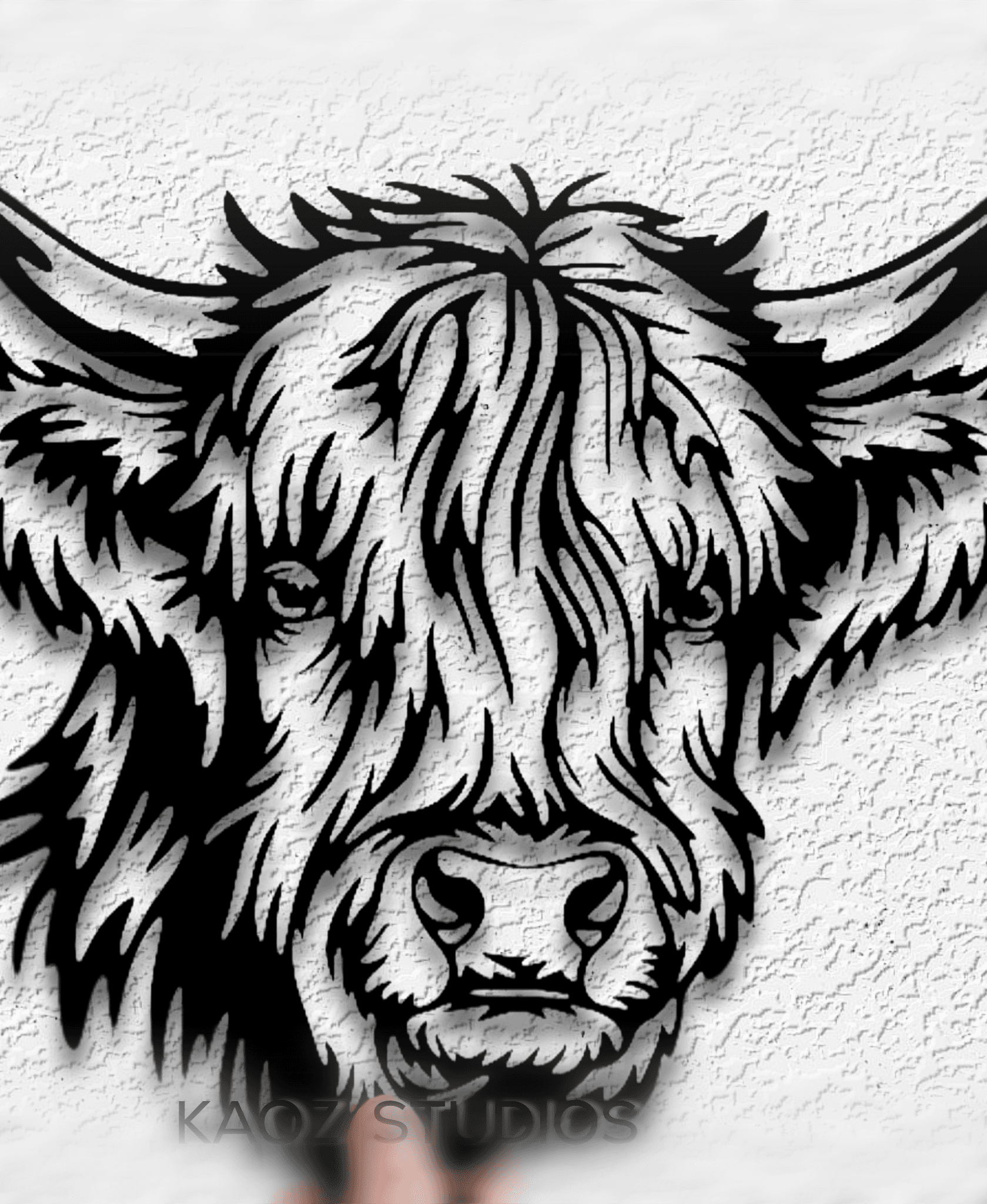highland cow wall art mountain cattle wall decor furry bull decoration 3d model