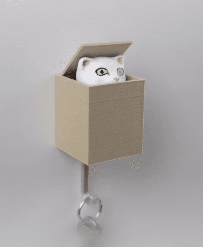 CAT IN BOX - WALL KEY HANGER 3d model