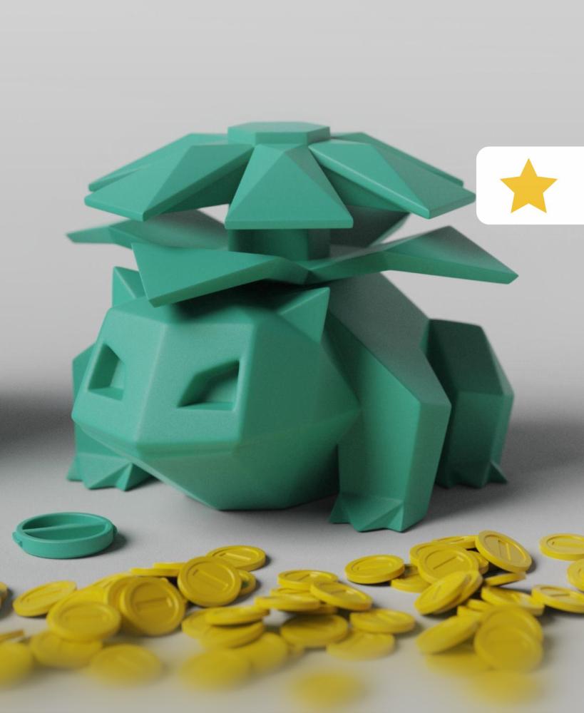 Low-poly Venusaur - Piggy Bank 3d model