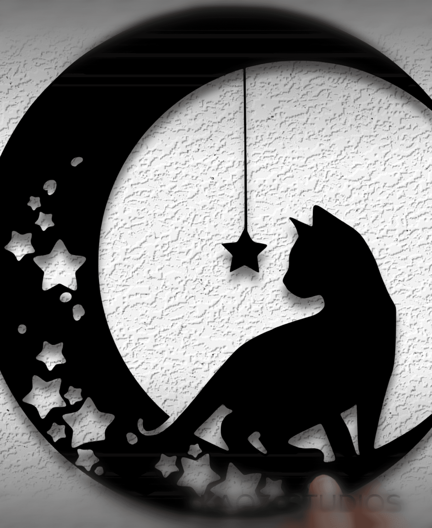 kitty on the moon wall art playful kitten in space wall decor 3d model