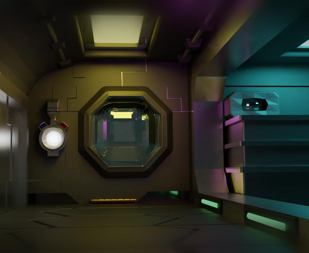 Sci-Fi hall 3d model