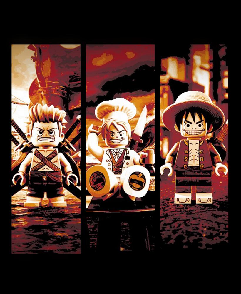 Fan Art of the One Piece Crew - Luffy, Sanji and Zoro as Brick People! Set of Bookmarks 3d model