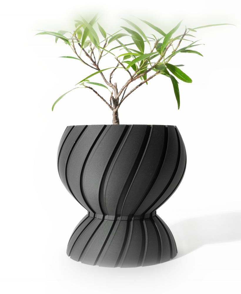 The Maki Planter Pot with Drainage Tray & Stand: Modern and Unique Home Decor for Plants 3d model