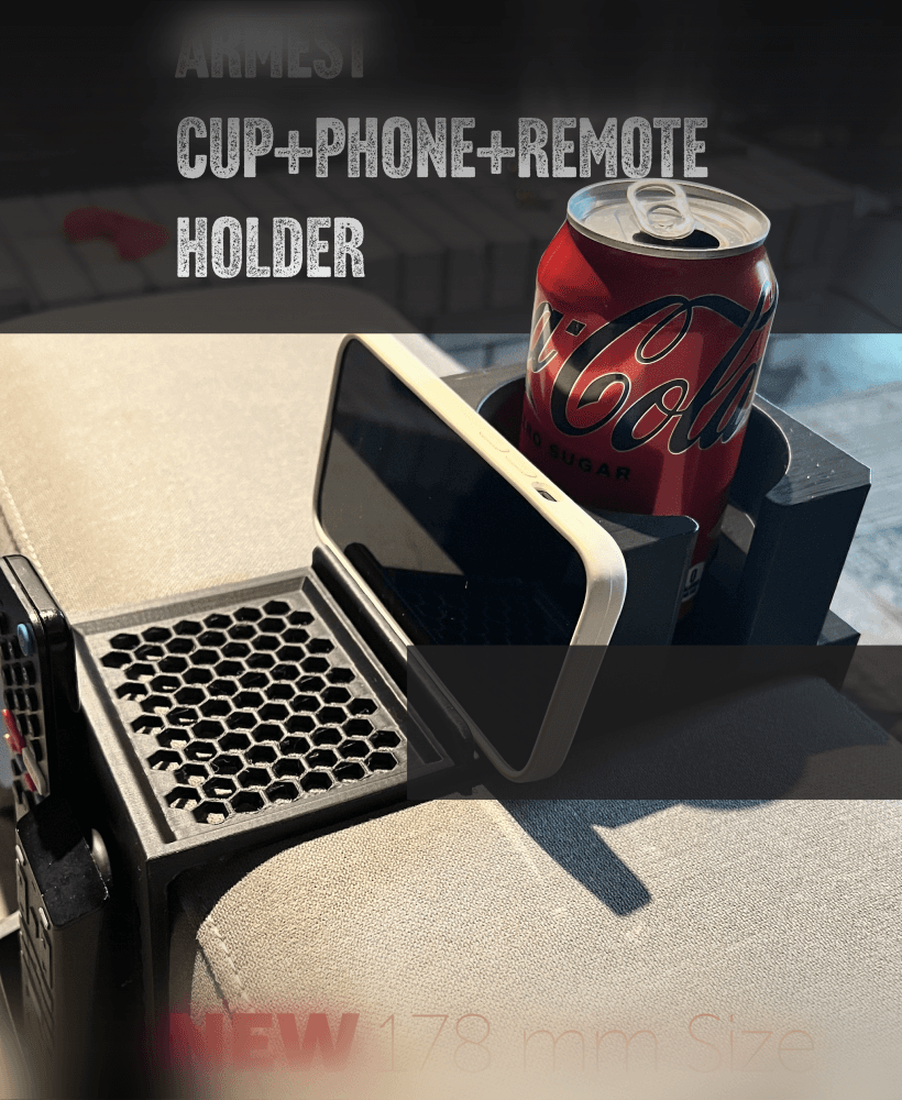 Medium Couch Caddy Armrest Cup+Remote Holder (178 mm) 3d model