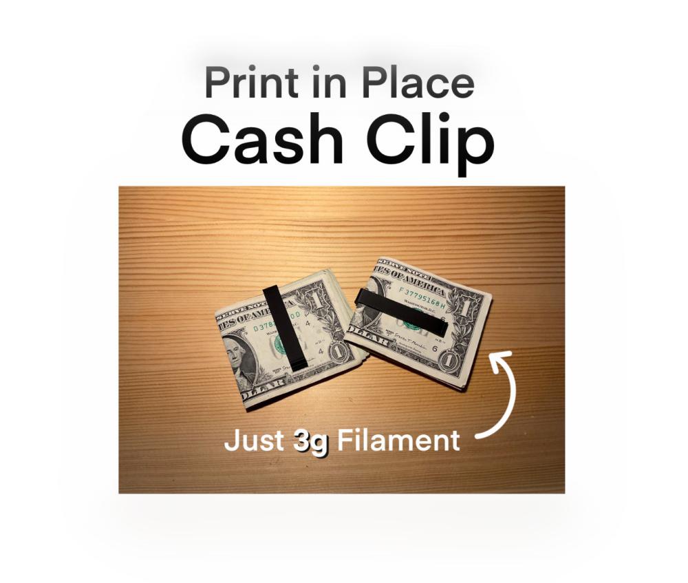 Simple Cash Clip  -  Print in Place 3d model