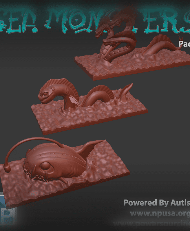 Mini Sea Monsters, pack 2 3d model