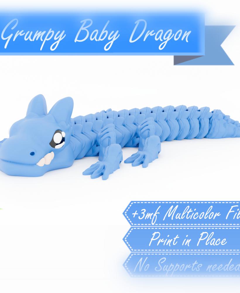 Grumpy Baby Dragon 🐉 - Multicolor - Articulated - Print in Place  3d model