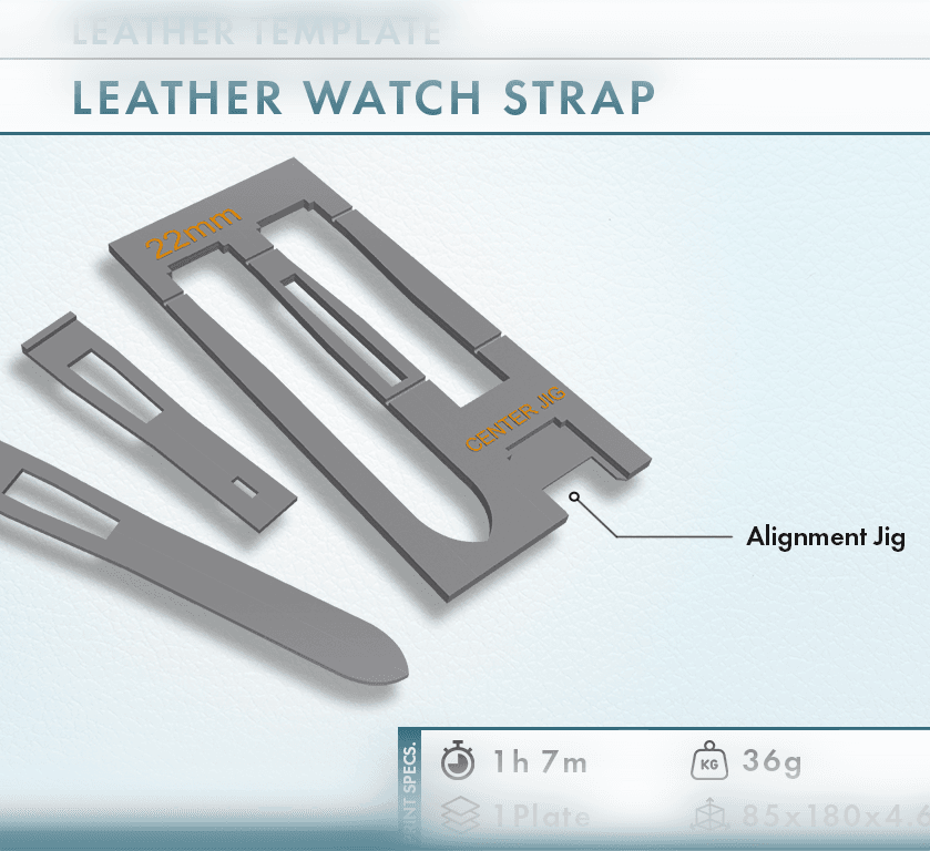 22mm Watch Band 3D Printed Leather Template 3d model