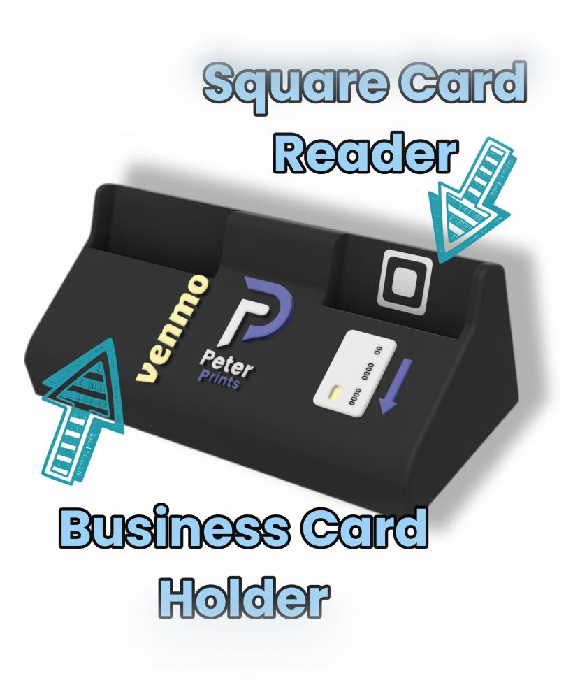 Square Card Reader & Business Card Holder Combo - Simple Design 3d model