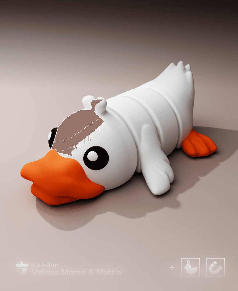 Cute Flexi Pets Duck (Keychain & Magnet) 3d model