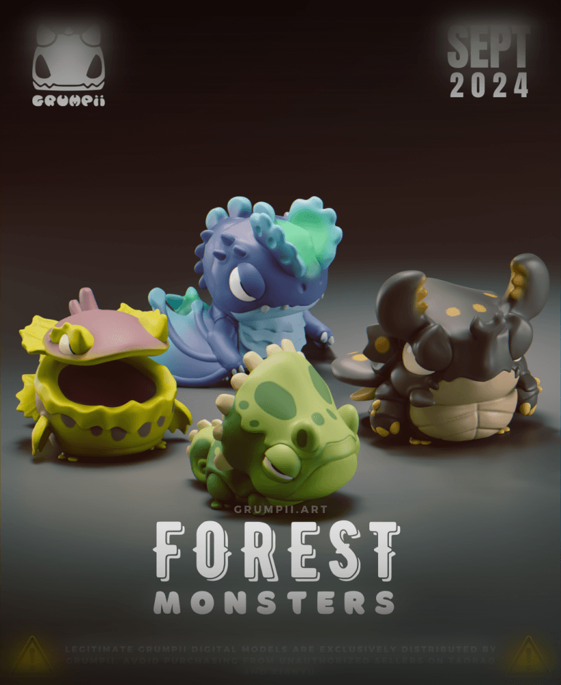 Grumpii 3D Printable Art Toy - 2024 September Release - Forest Monsters 3d model