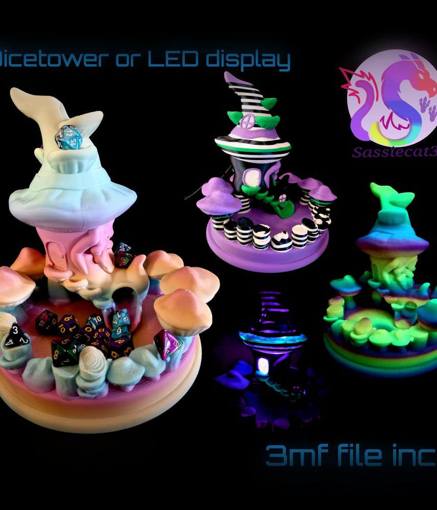 Witches Shoe Dicetower and LED display *Personal Use* 3d model