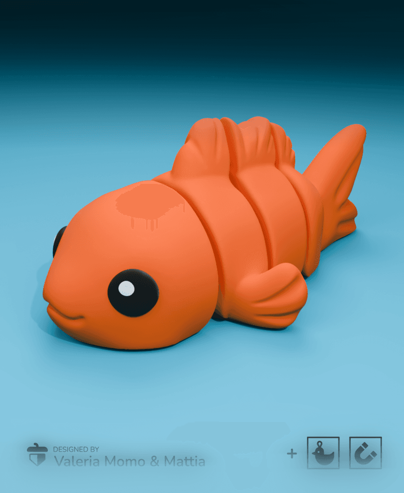 Cute Flexi Goldfish (Toy, Keych. & Magnet) 3d model