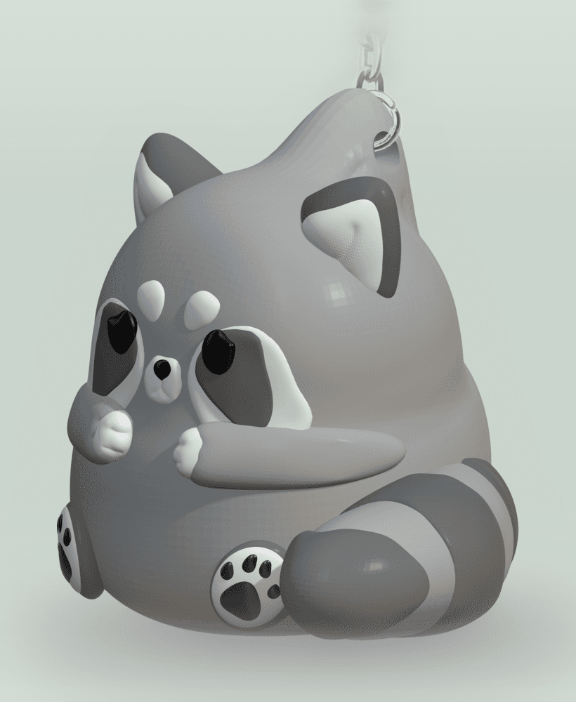 Cute Racoon Keychain 3d model