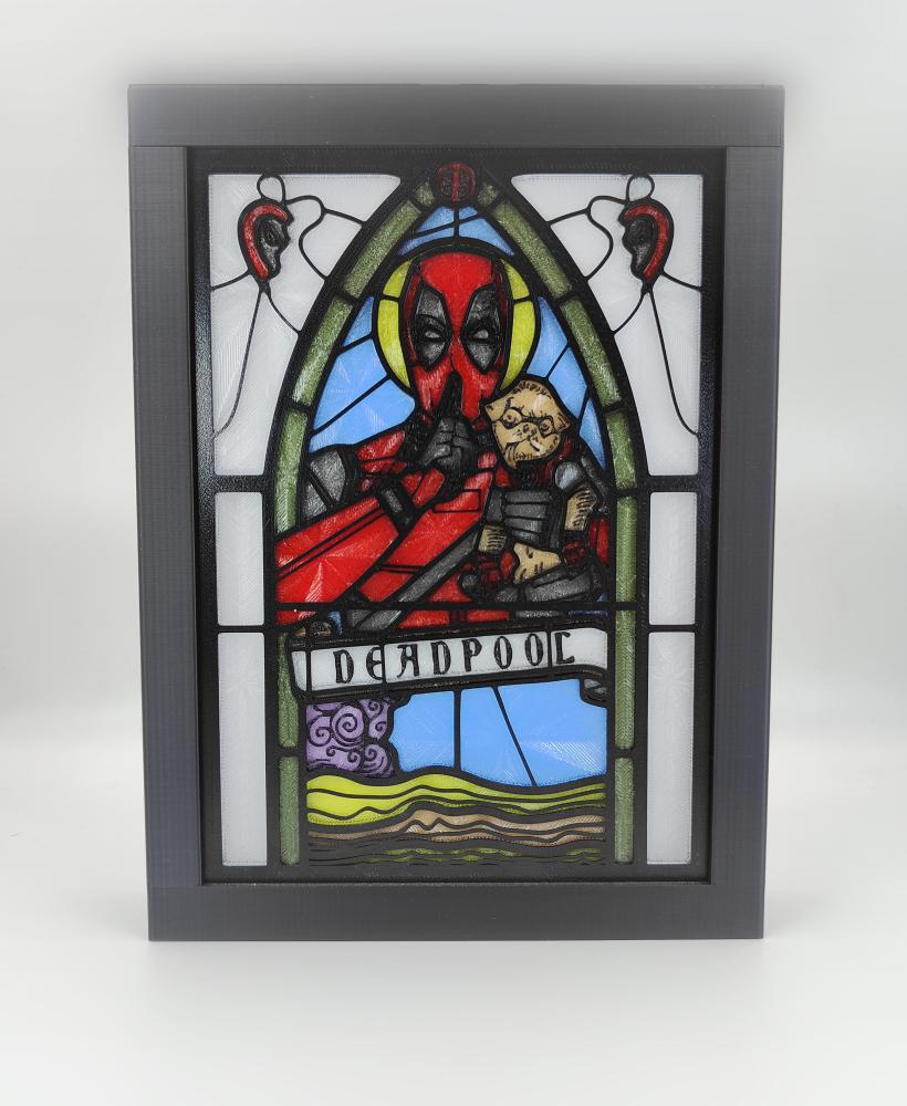 Deadpool Stained Glass Light Box 3d model