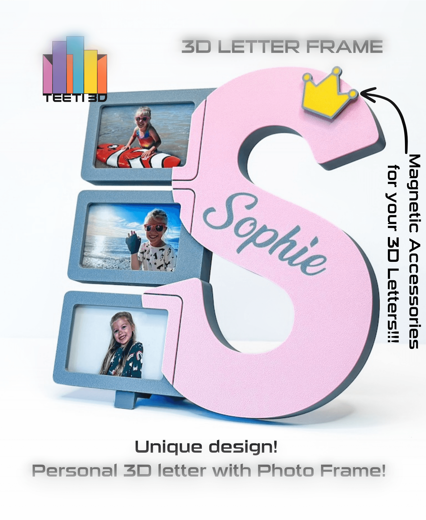 3D Letter "S" with Photo Frame 3d model