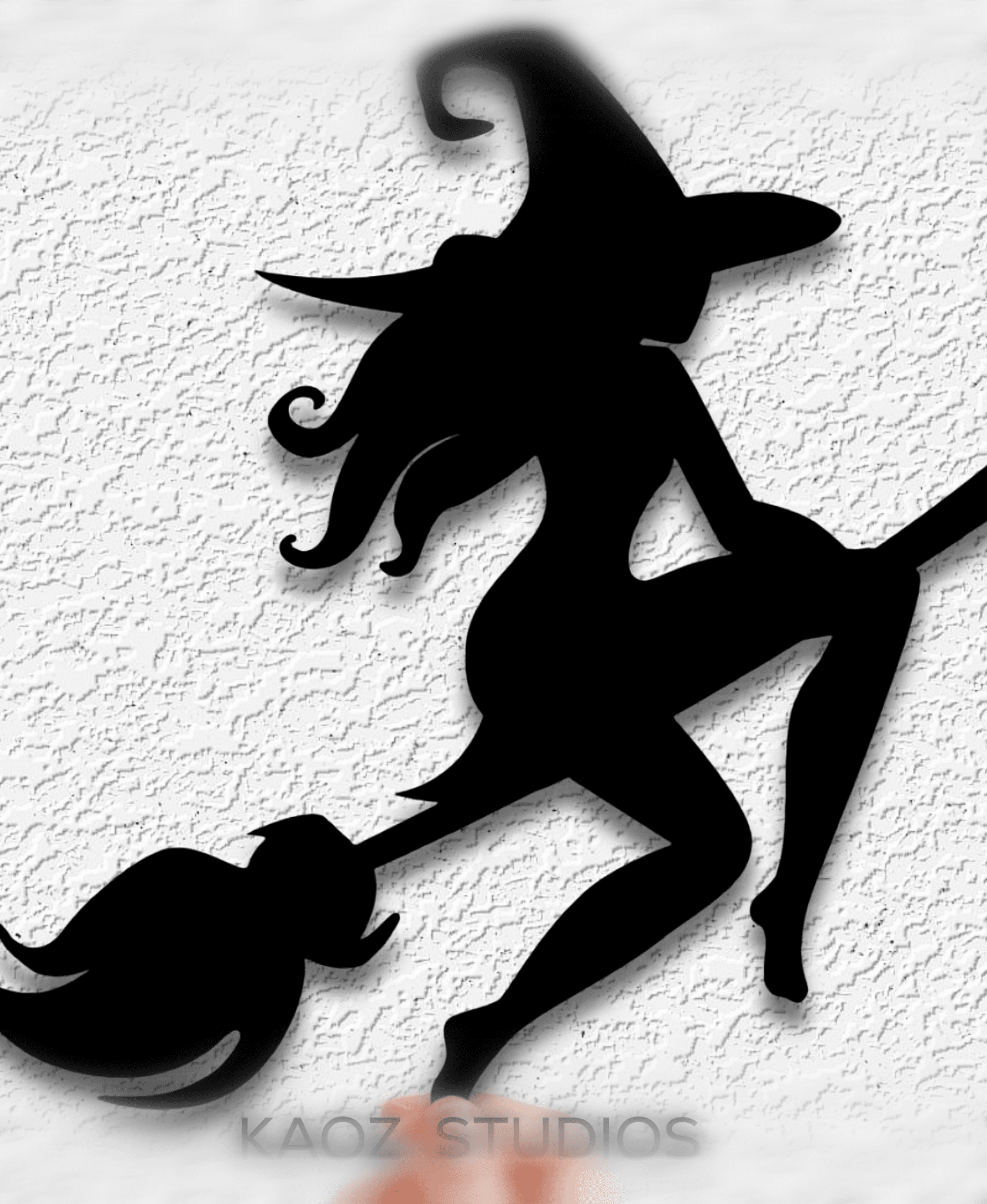 witch on broom wall art flying witch wall decor witchy halloween decoration 3d model