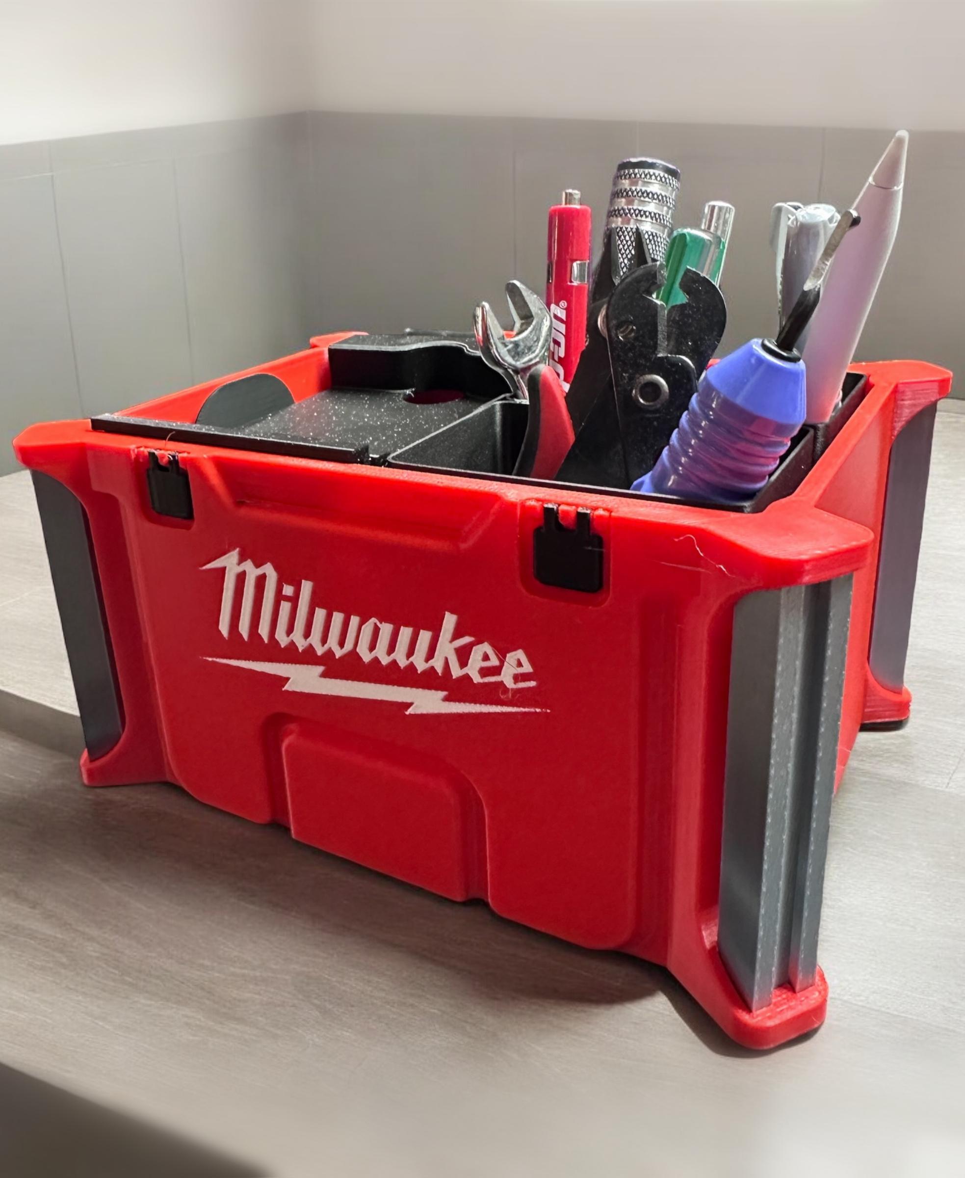 Milwaukee Desk Organizer - Packout style desk organizer with inserts, lid, and single color option 3d model