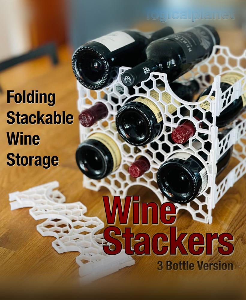 Wine Stackers, 3-Bottle per Layer Version 3d model