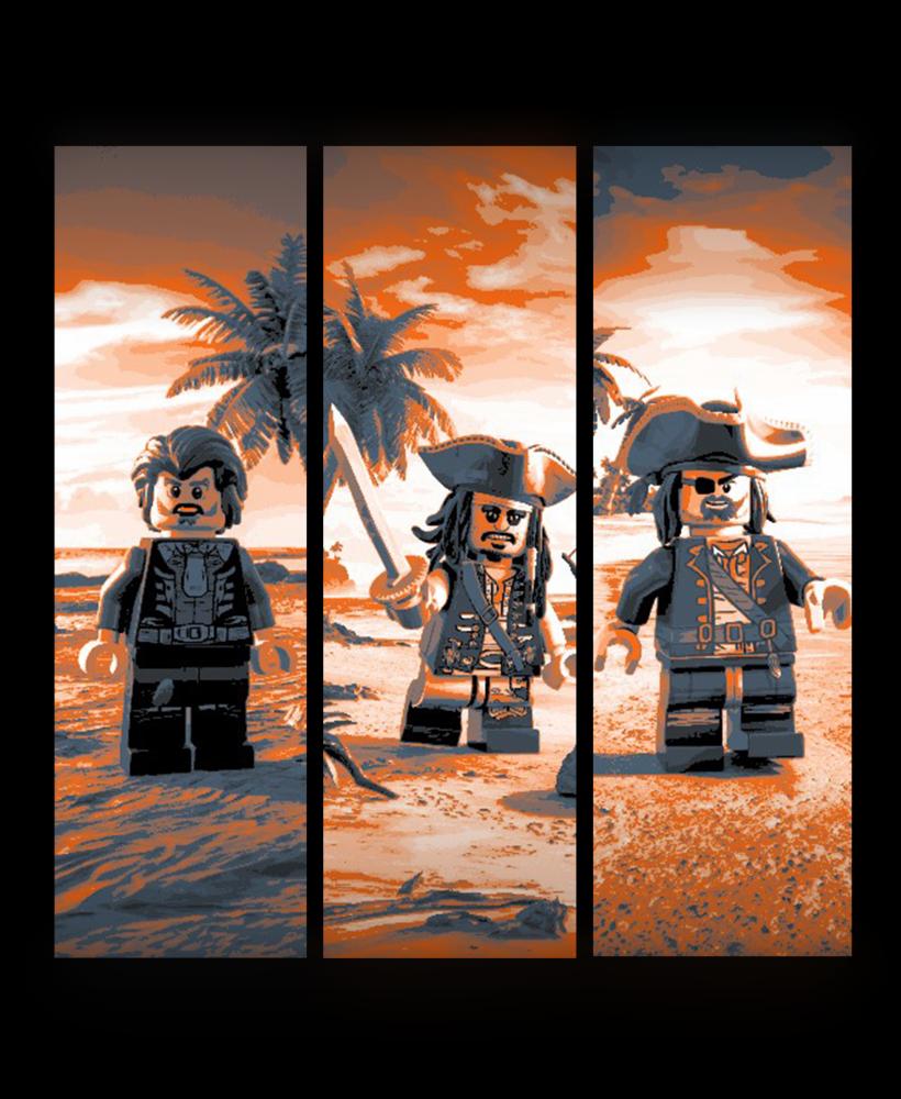 Brick Pirates Stranded on a Desert Island with at least 1 palm tree - set of bookmarks 3d model