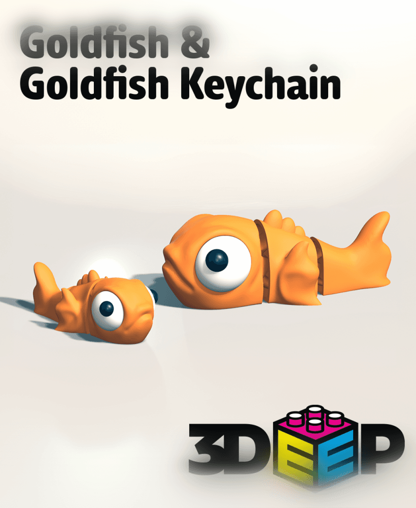 Goldfish & Keychain - Print in place - No supports 3d model