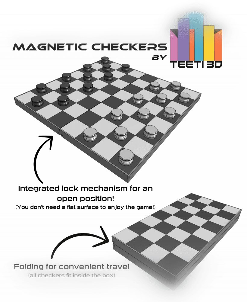 Magnetic Checkers by TeeTi3D 3d model