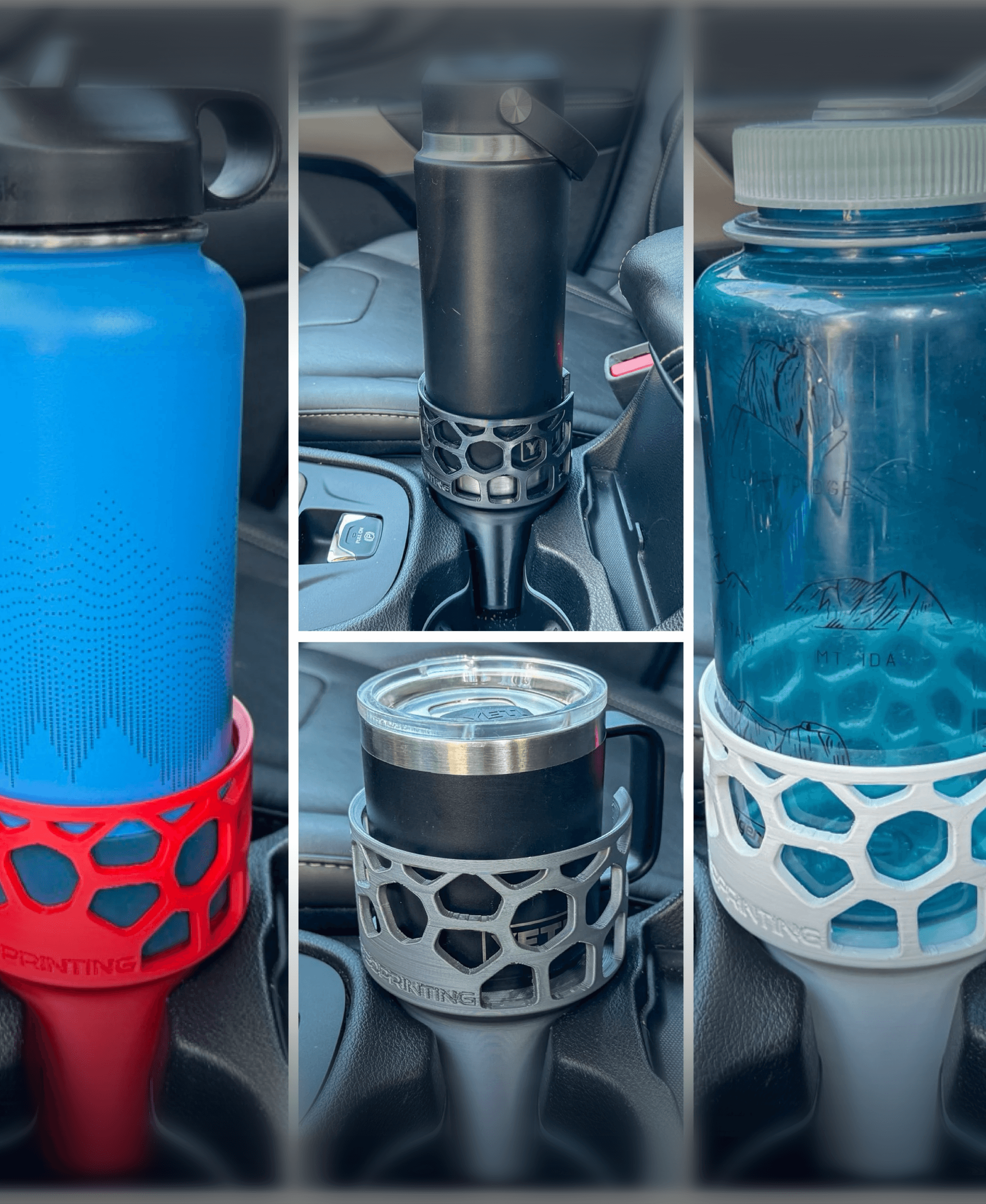 3 Pack - Car Cup Holder Adapters for 26oz Yeti, 36oz Yeti, Nalgene, HydroFlask and More! 3d model
