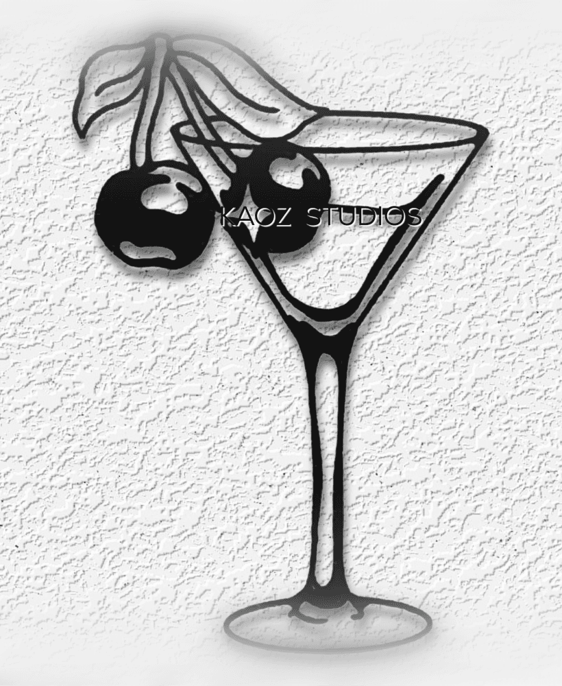 martini glass wall art bar drink decor 3d model