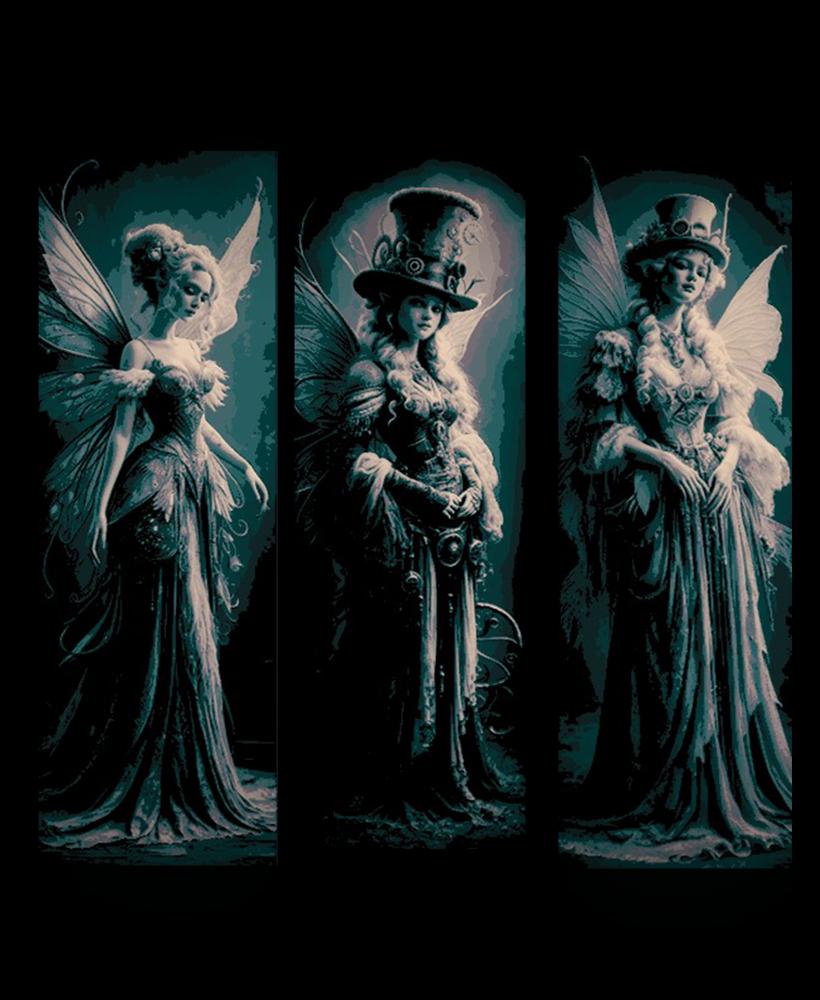 Free for Limited Time - Victorian Steampunk Well Dress Fairies stop for a Portrait -Set of Bookmarks 3d model