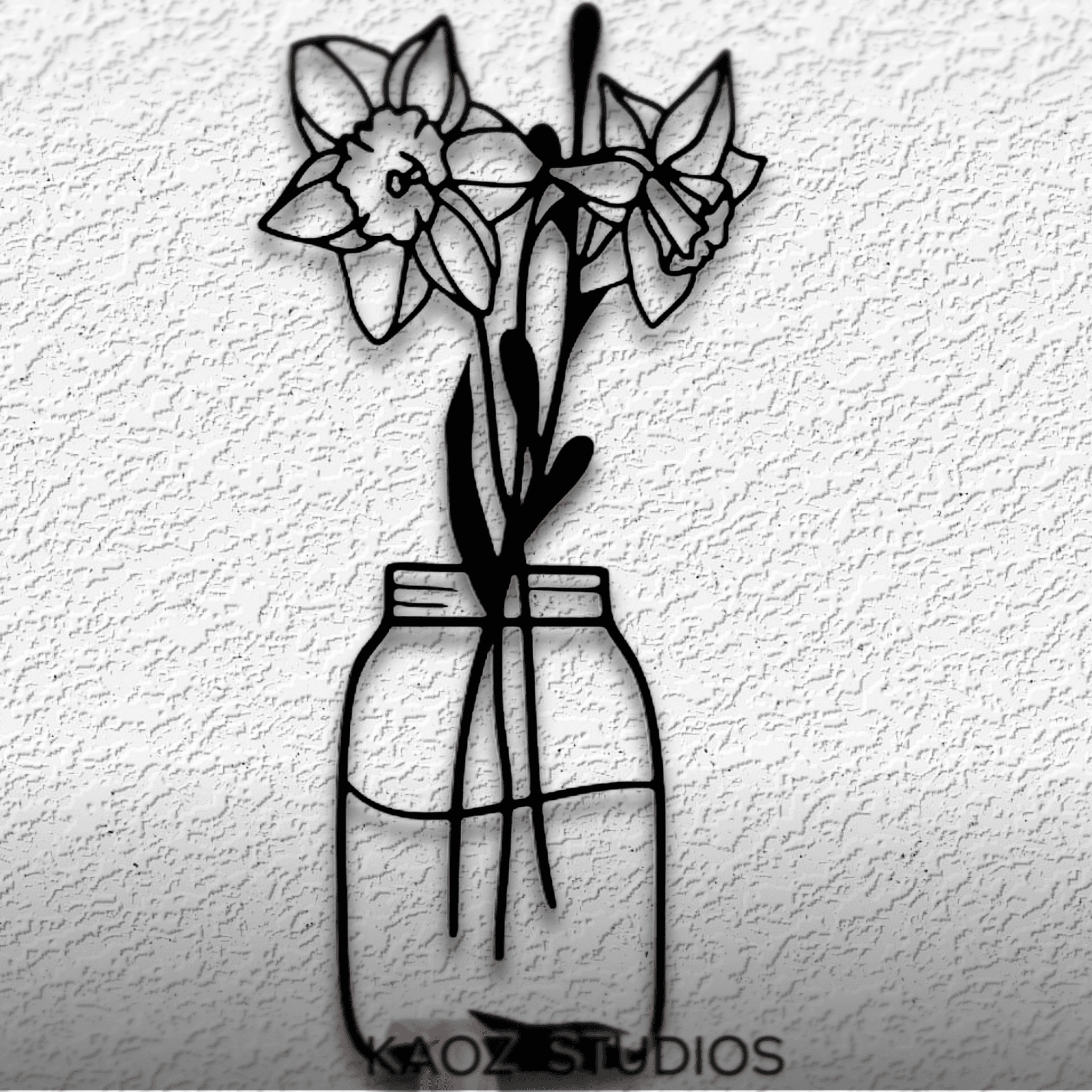 daffodils wall art flowers wall decor minimalist decoration 3d model