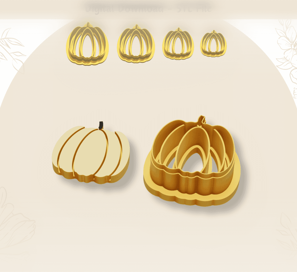 Halloween Pumpkin Clay Cutter for Polymer Clay | Digital STL File | Clay Tools | 4 Sizes Halloween C 3d model