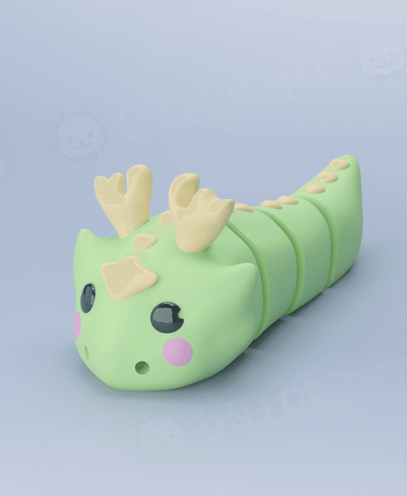 Flexi Green Dragon Keychain 3d model