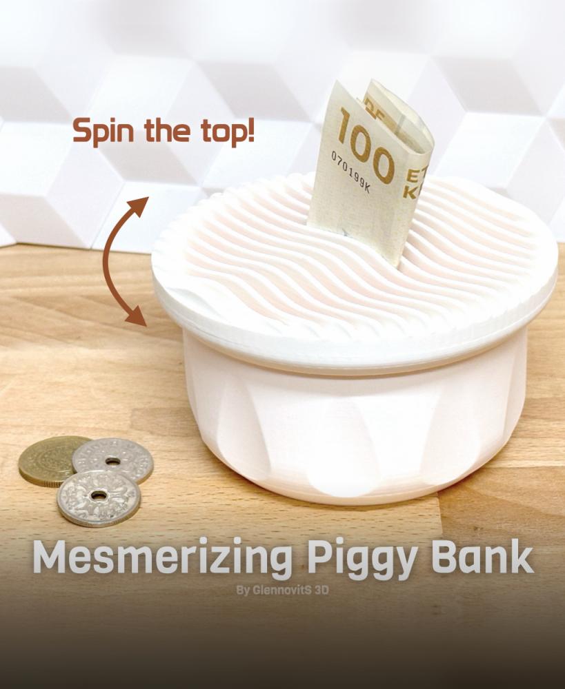 Mesmerizing Piggy Bank (twist/spin/fidget to enjoy the design!) 3d model