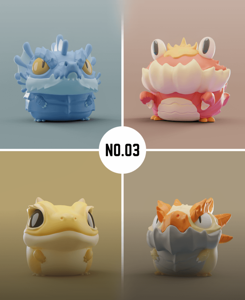 Grumpii 3D Printable Art Toy - Chubbii Series - Set 3 3d model