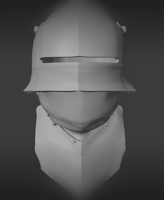 German Sallet Helmet with Bevor 3d model