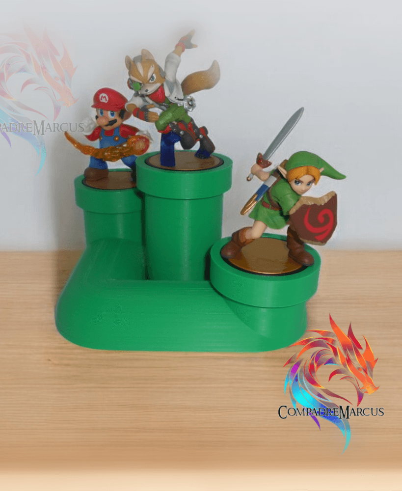 Amiibo Triple Pipe Display 3d model