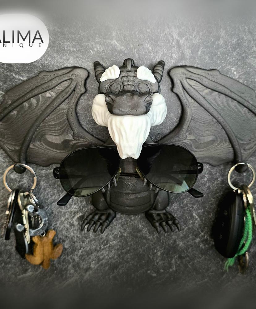 Grandpa dragon - Wall mount key holder 3d model